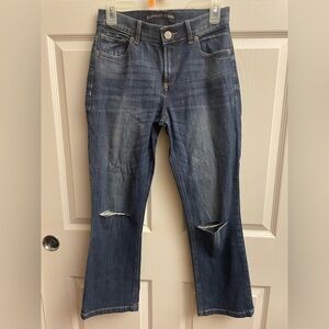 Express Dark Wash Blue Ankle & Bell/Flare Cropped Jeans